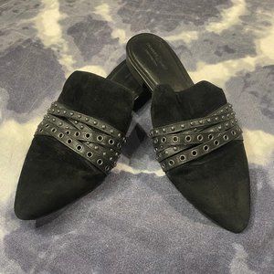 Treasure & Bond Something Navy Black Suede Mules sz 7